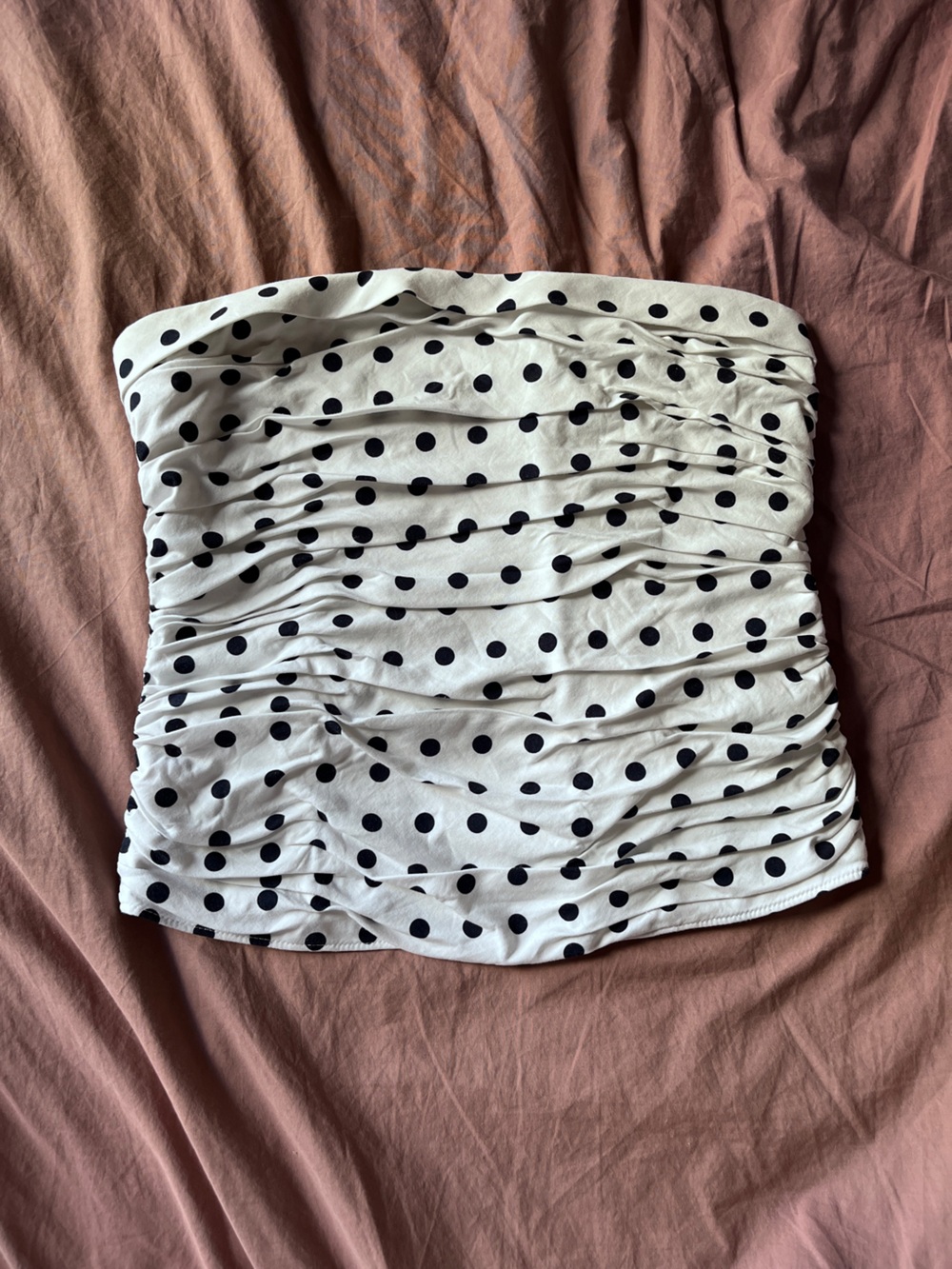 Reformation White Tube-top with black polka dots
